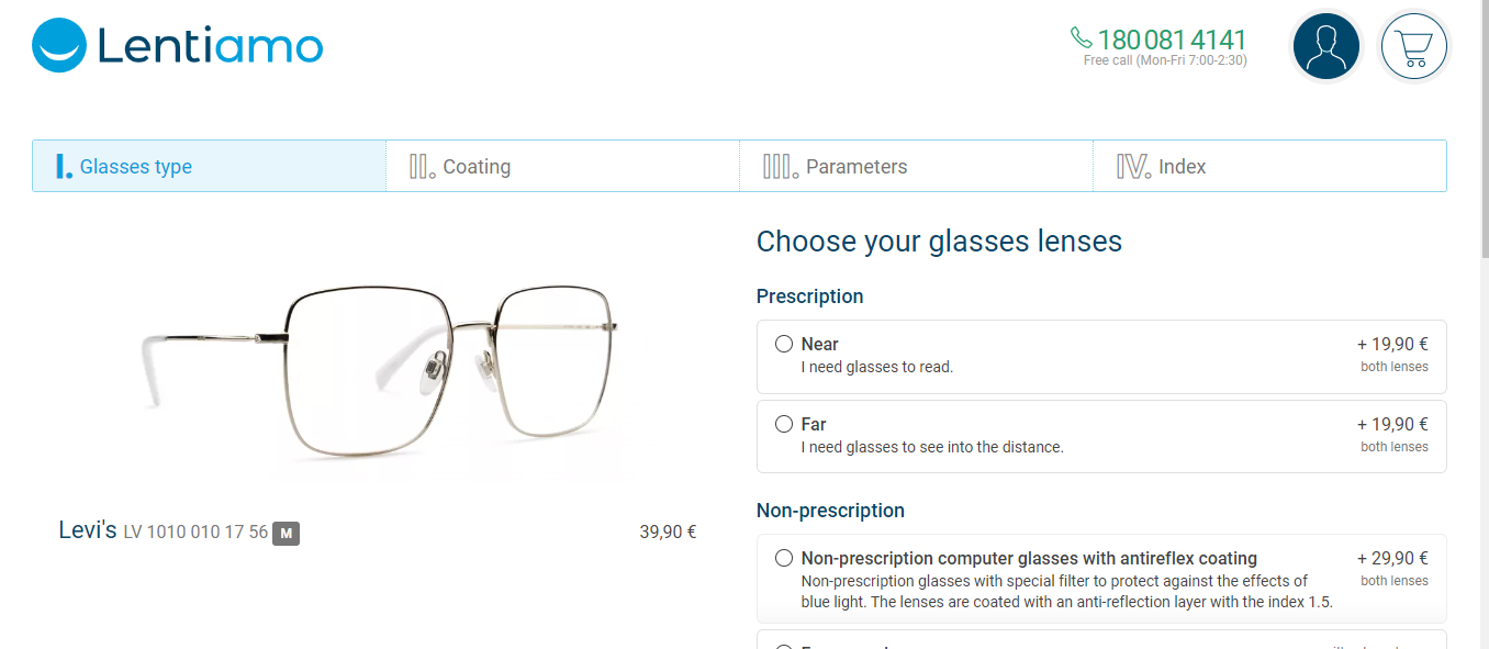 how to shop glasses online at Lentiamo