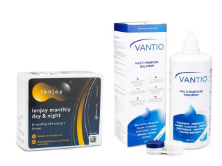 Lenjoy Monthly Day & Night (6 lenses) + Vantio Multi-Purpose 360 ml with case